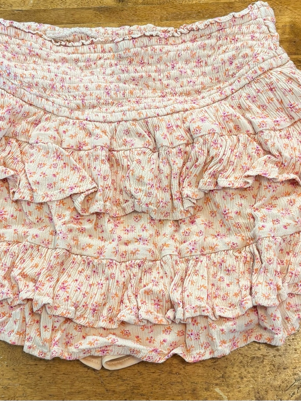 Aeropostale Pink Floral Tiered Ruffle Mini Skirt